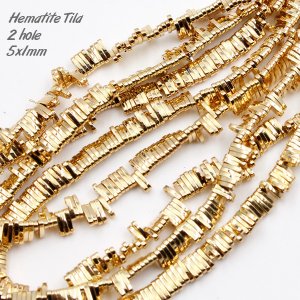 5x1mm KC gold hematite Half Tila approx 15.5" about 500 beads