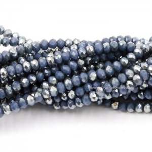 130Pcs 2.5x3.5mm Chinese Crystal Rondelle Beads, Opaque gray Sapphire half gray light