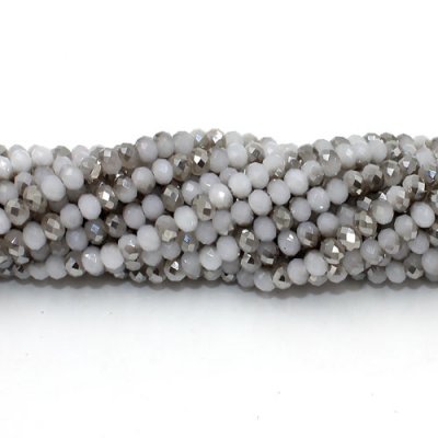 130Pcs 3x4mm Chinese Crystal Rondelle Beads, white jade half gray light