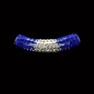 Pave Crystal Pave Tube Beads, 45mm, 4mm hole, sapphire gradient, sold 1pcs
