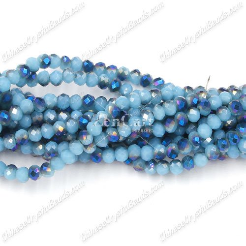 130Pcs 3x4mm Chinese rondelle crystal beads,opaque aque and half blue light