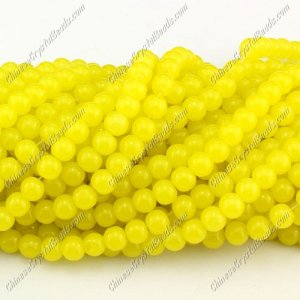 6mm round glass beads strand, yellow jade, 140pcs per strand