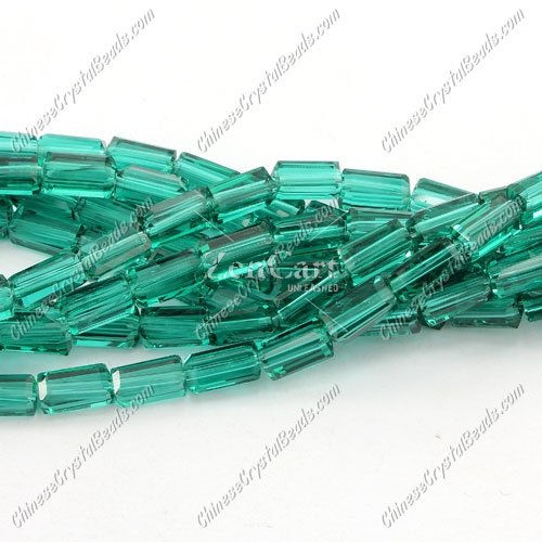cuboid crystal beads, 4x4x8mm, Emerald, 70pcs per strand