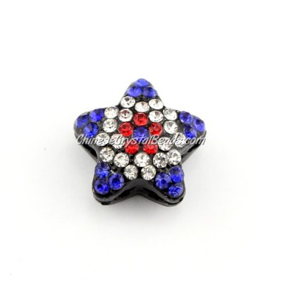 pave star cube beads, 19mm, black mix, 1 piece
