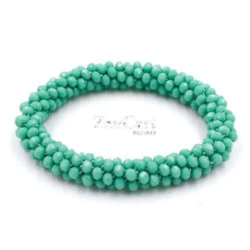 Weave crystal braclet, turquoise color, 10mm Thickness