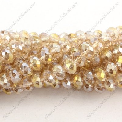 Chinese Crystal Rondelle Beads, 6x8mm, S Champange, about 72 beads