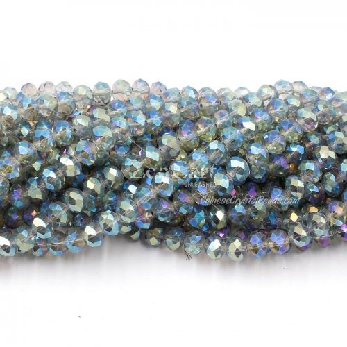 70 pieces 8x10mm Crystal Rondelle Bead,Transparent Green Light