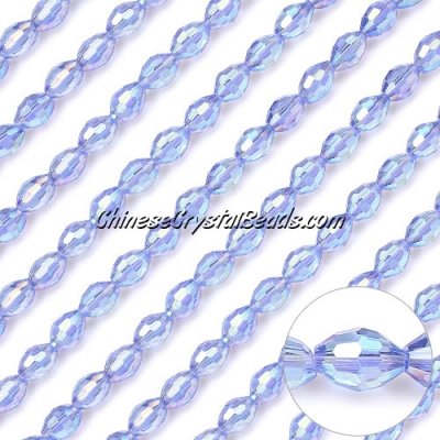 Chinese Barrel Shaped crystal beads,Lt.sapphire AB, 4X6MM, 72 Beads
