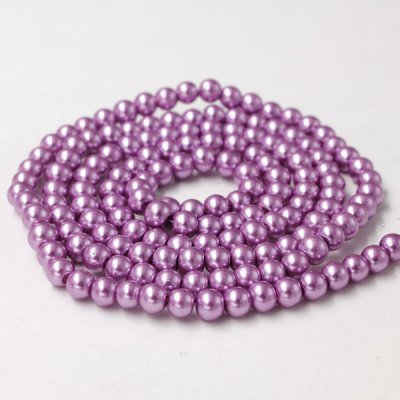 Glass Pearl Beads, Round, pink purple, different size for choice, Hole:Approx 1mm, Length:Approx 32 Inch