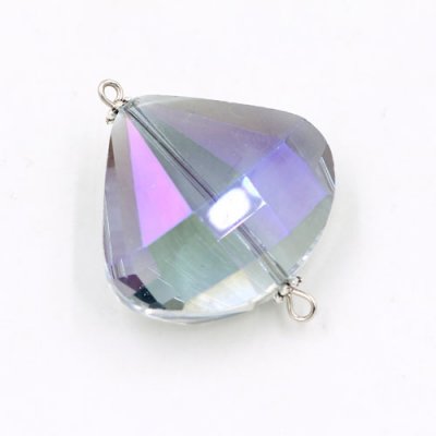 Shell shape Faceted Crystal Pendants Necklace Connectors, 28x35mm, purple light, 1 pc