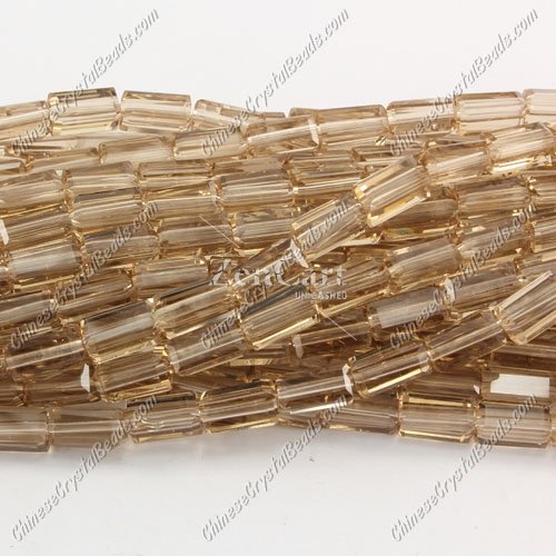 cuboid crystal beads, 4x4x8mm, S Champange, 70pcs per strand