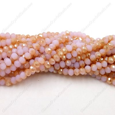 130Pcs 3x4mm Chinese rondelle crystal beads, pink jade and amber light