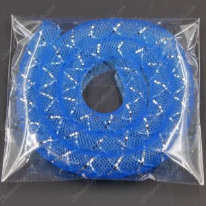 DIY Mesh Bracelet soft nylon fishnet tube, med blue silver line, width:8mm, 40cm