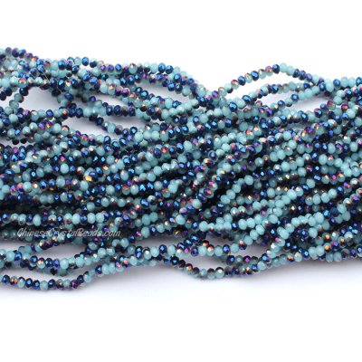 10 strands 2x3mm chinese crystal rondelle beads opaque aque half blue light about 1700pcs