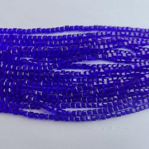 4mm Cube Crystal beads about 95Pcs, sapphire