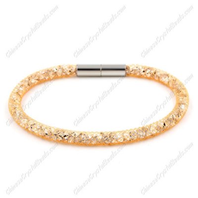 Stardust Mesh Bracelet, width:5mm, orange mesh and Rhinestone