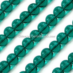 Chinese 10mm Round Glass Beads Emerald, hole 1mm, about 33pcs per strand