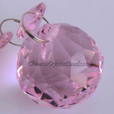 Crystal faceted ball pendants , 30mm, Pink