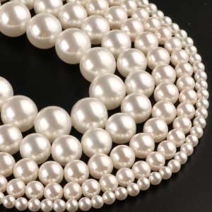 Natural White Shell Pearl Round Loose Beads 3/4/6/8/10/12/14mm 15"