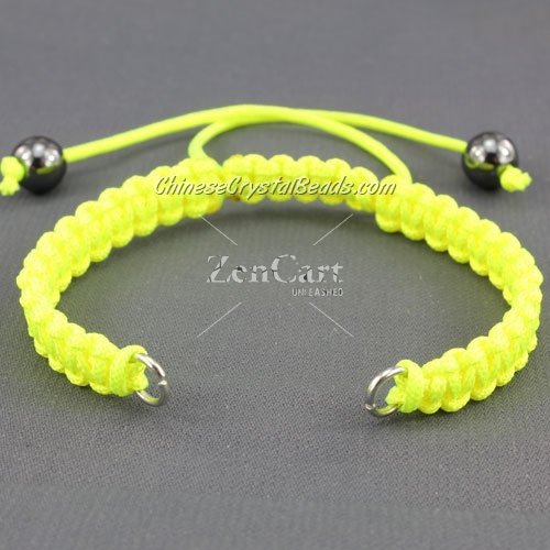 Pave chain, nylon cord, neon yellow, wide : 7mm, length:14cm