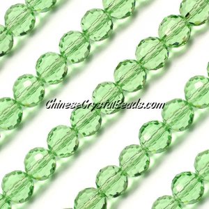 Round crystal beads, 10mm, lime green, 96 cutting surfaces, 20 pieces