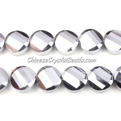 Crystal Twist Bead Strand, 14mm, silver, 10 beads
