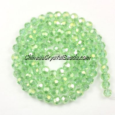 Chinese Crystal 4mm Round Bead Strand, lime green AB, about 100 beads