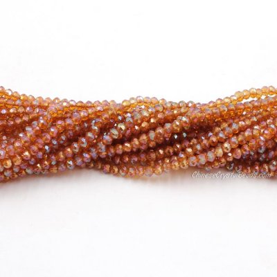 130 beads 3x4mm crystal rondelle beads dark amber AB