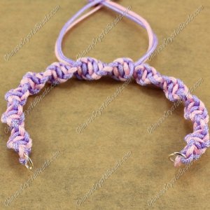 Pave Twist chain, nylon cord, pink and lt-violet, wide : 7mm, length:14cm