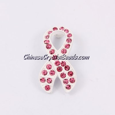 Pave accessories, Pink Ribbon symbol, 18x33mm, white, Sold individually.