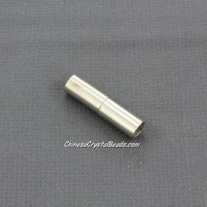 Brass Magnetic Clasps, tube, 5x20mm, platinum, half-drilled hole, hole:4mm, 1pcs