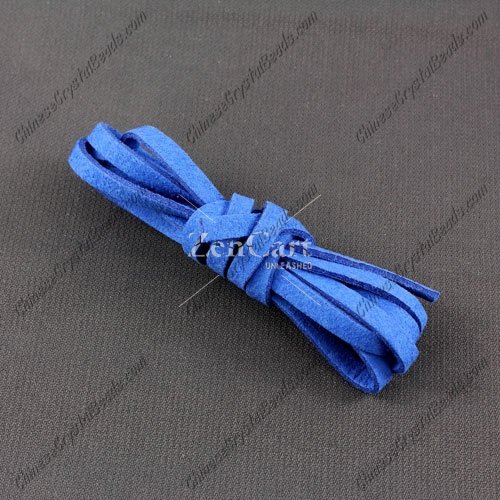 Suede Flat Leather Cord, 4x1.5mm, sapphire, 1 piece=1 meter