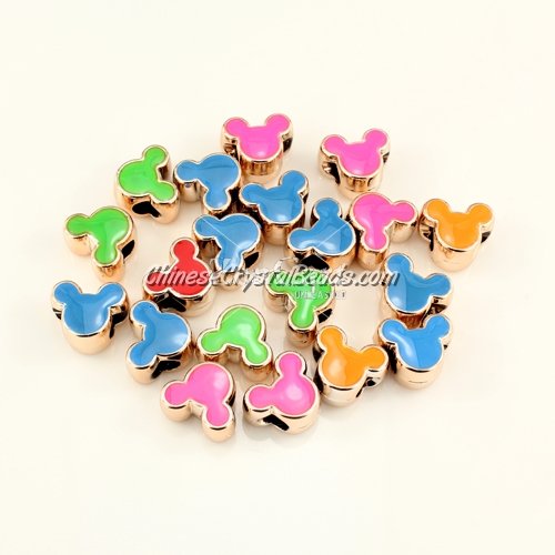 CCB, mouse beads, hole: 5mm, 8x12x14mm, mixture color, sold per pkg of 20 pcs