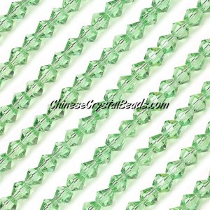 Chinese Crystal Bicone bead strand, 6mm, lime green, about 50 beads