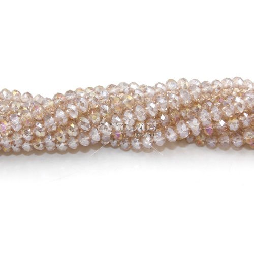 130Pcs 3x4mm Chinese Crystal Rondelle beads, Silver Champagne AB