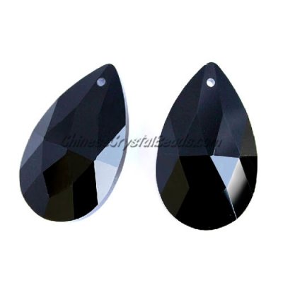 38x22mm Crystal beads Faceted Teardrop Pendant, Black, hole: 1.5mm