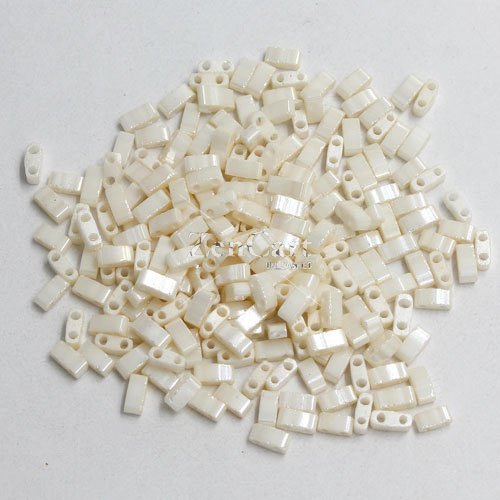 5x2.5mm chinese glass Half Tila cream satin approx 200 beads