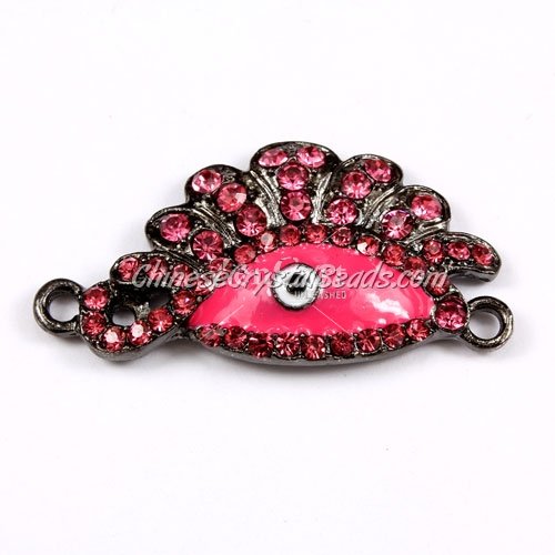 Pave accessories, eye, 23x45mm, gunmetal, pink, sold 1 pcs