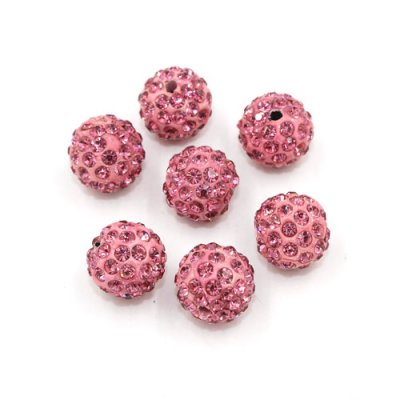 50pcs, 12mm Pave beads, hole: 1.5mm, clay disco beads, pink