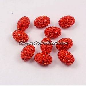 Oval Pave Beads, 9x13mm, Clay, orange, sold per 10pcs bag