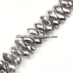 Chinese Crystal Briolette Bead Strand, Silver, 6x12mm, 20 beads