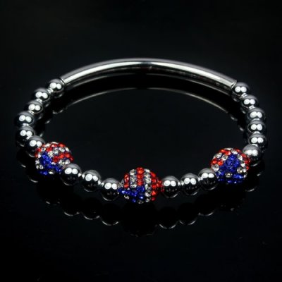 Crystal Bracelet, Clay USA flag, 6mm#CCB beads , copper pipe