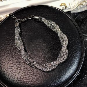 4mm double strand full diamond mesh metal twist bracelet, gunmetal color,1 pc