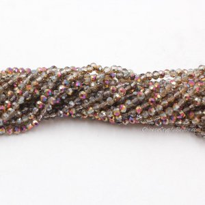 130 beads 3x4mm crystal rondelle beads Khaki half rainbow