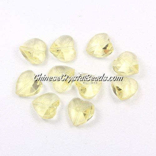 Crystal heart Beads, citrine, 14mm, 10 beads