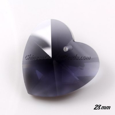 Chinese Crystal 28mm Heart Pendant/Bead, Transparent black