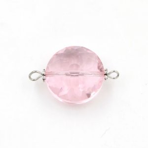 Sunflower shape Faceted Crystal Pendants Necklace Connectors, 18x27mm, pink, 1 pc