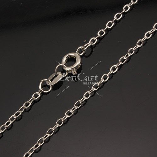Chain, dark silver-plated steel, 1mm, 16-inch. Sold individually. #003