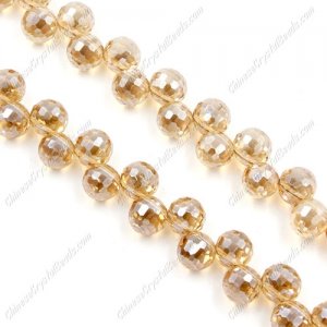 20Pcs chinese crystal round drop beads, 8mm, hole:1mm, golden shadow