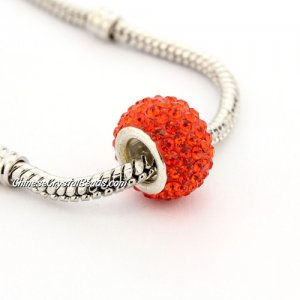 Pave European Beads, clay, orange, 8x12mm, hole: 5mm, 9 pieces